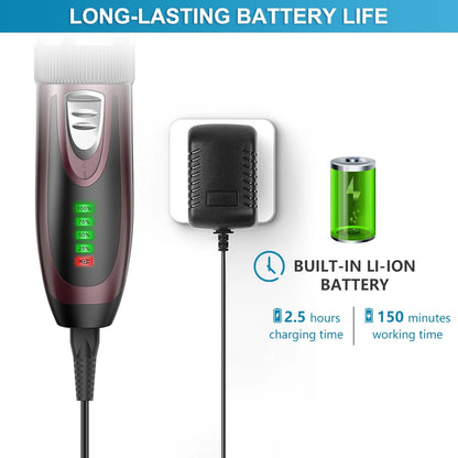 Dog Clippers 50Db Low Noise, 2-Speed Quiet Dog Grooming Kit Rechargeable Cordless Pet Hair Clipper Trimmer Shaver for Small and Large Dogs Cats Animals - Rose(Dark)