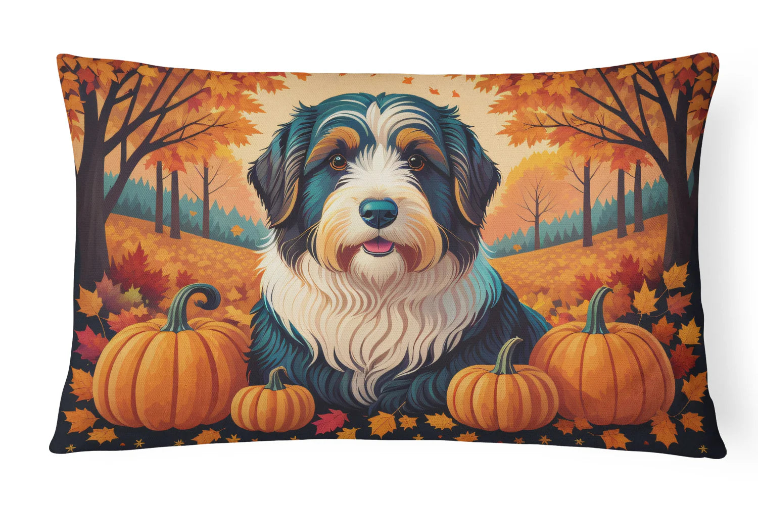 Bearded Collie Fall Throw Pillow