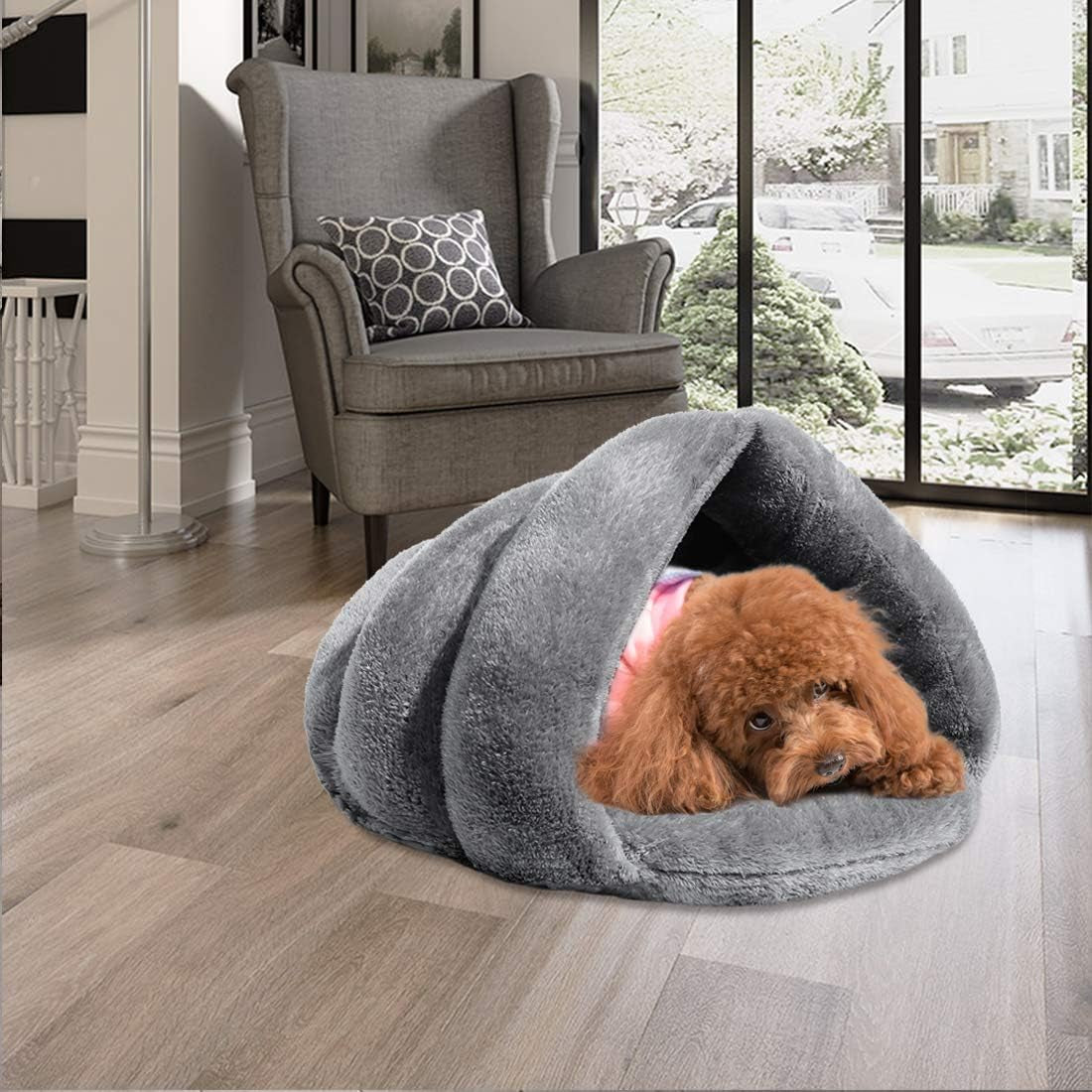 Cat Cuddle Cave Bed Self-Warming Cat Sleeping Bed Winter Pet Bed Cozy Sleeping House for Indoor Cats and Puppy