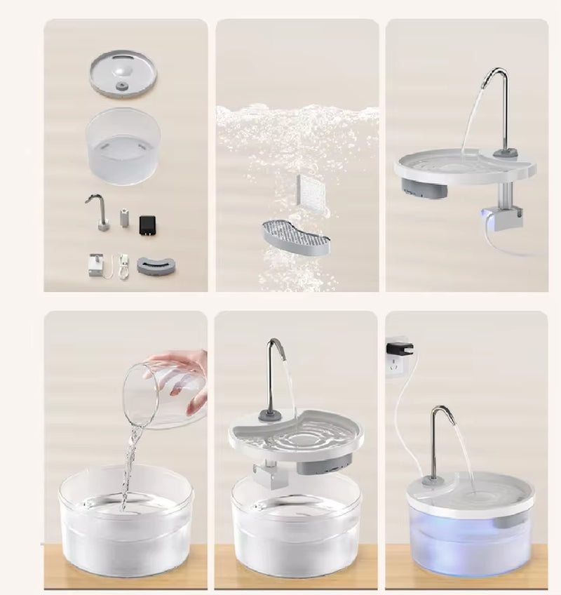 Cat Water Fountain,3.2L,Pet Water Dispenser with Filter,Dog Drinking Fountain for Cats,Ultra Quiet Water Pump