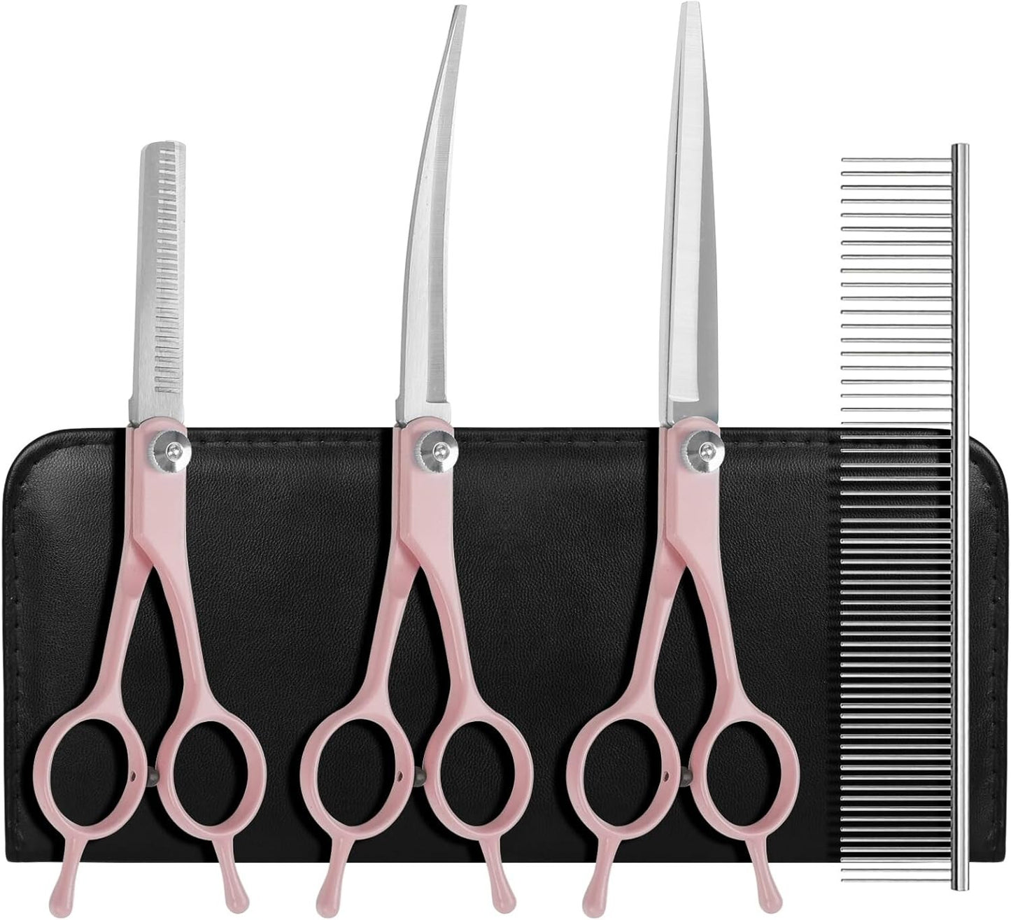 Professional Dog Grooming Scissors Set, 5 in 1 Dog Grooming Scissors Kit, Curved