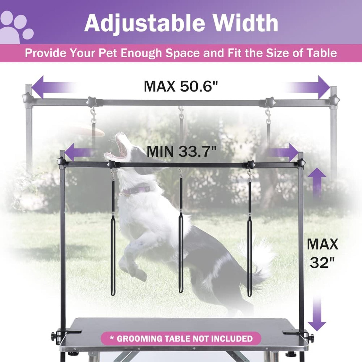 H-Shape Dog Grooming Arm with Clamp, Heavy Duty Pet Grooming Table Arm with L...