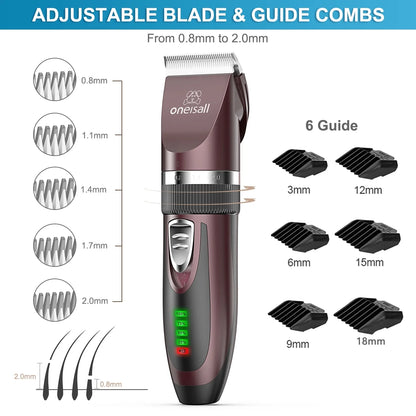 Dog Clippers 50Db Low Noise, 2-Speed Quiet Dog Grooming Kit Rechargeable Cordless Pet Hair Clipper Trimmer Shaver for Small and Large Dogs Cats Animals - Rose(Dark)
