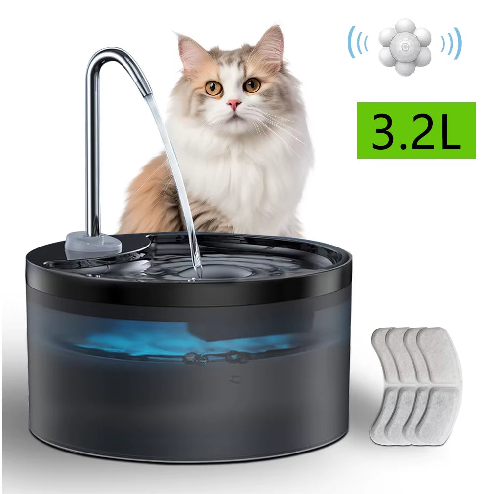 Cat Water Fountain,3.2L,Pet Water Dispenser with Filter,Dog Drinking Fountain for Cats,Ultra Quiet Water Pump
