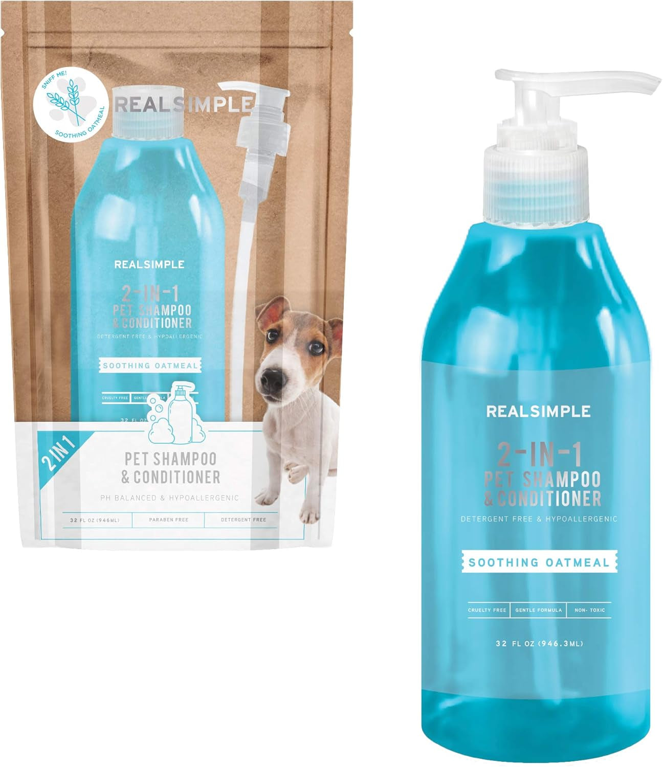 2-In-1 All Natural Dog Shampoo and Conditioner – Paraben-Free and Organic Hypoallergenic Dog Shampoo for Smelly Dogs – Pet Shampoo for Dogs & Cats – 32Oz Dog Wash – Soothing Oatmeal