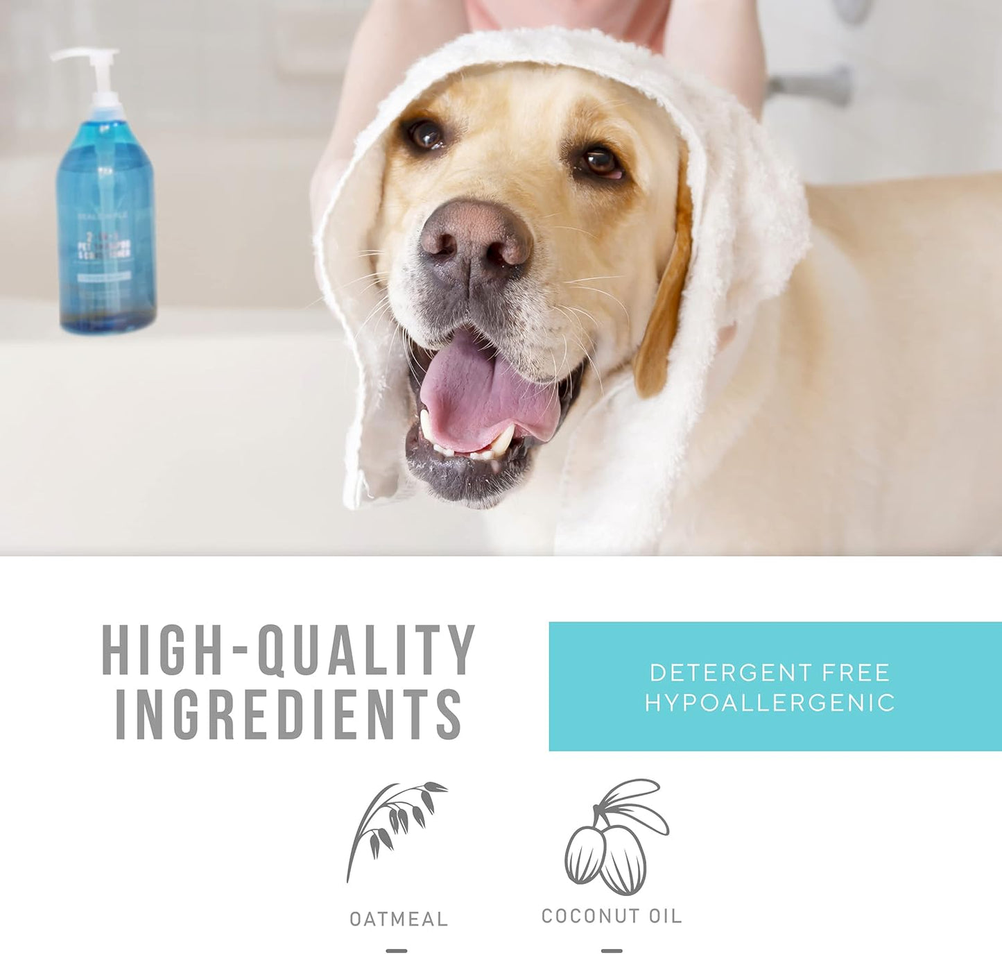 2-In-1 All Natural Dog Shampoo and Conditioner – Paraben-Free and Organic Hypoallergenic Dog Shampoo for Smelly Dogs – Pet Shampoo for Dogs & Cats – 32Oz Dog Wash – Soothing Oatmeal