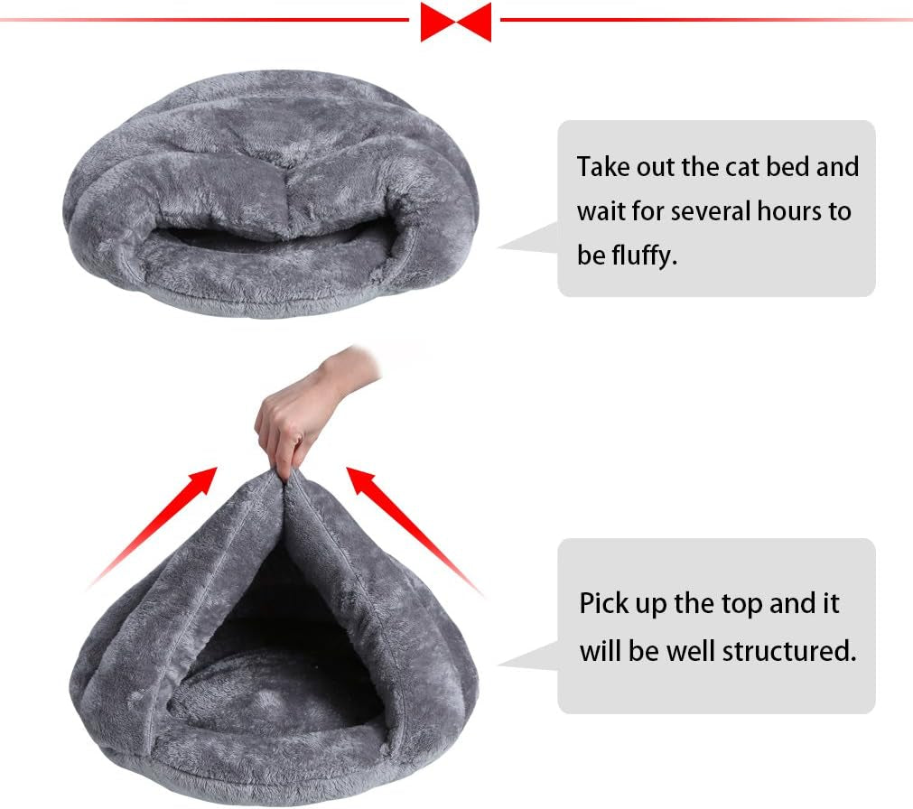 Cat Cuddle Cave Bed Self-Warming Cat Sleeping Bed Winter Pet Bed Cozy Sleeping House for Indoor Cats and Puppy