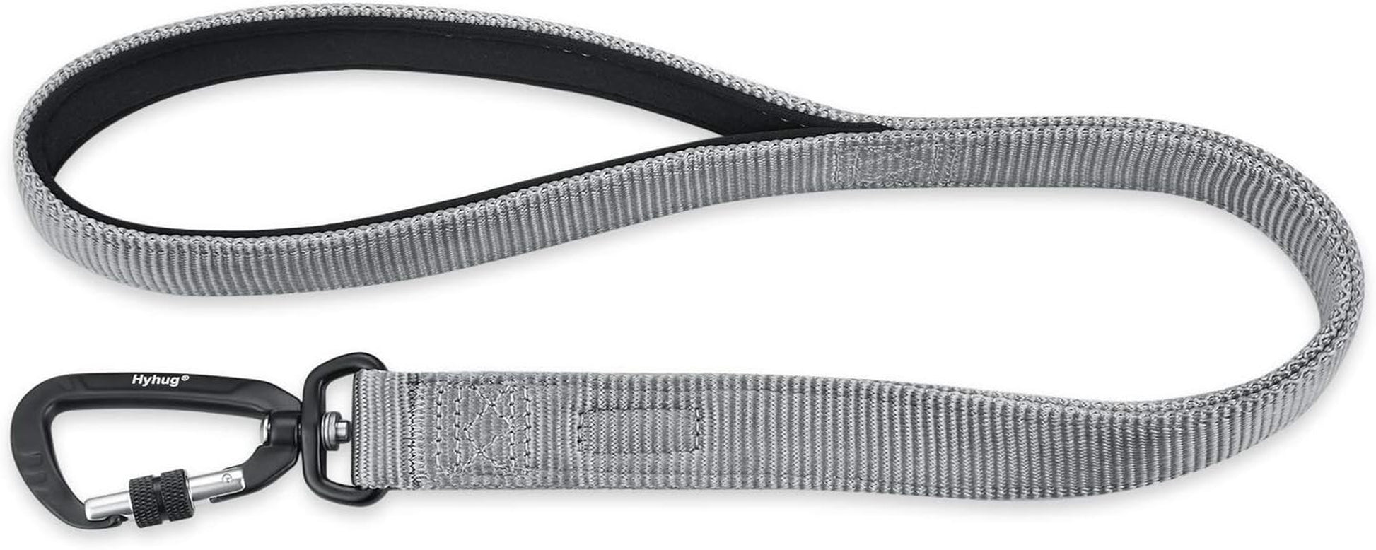 Heavy Duty 24-Inch Dog Leash with Comfort Handle & Lightweight Aluminium Clip - Ideal for Large & Medium Dogs - Sleek Gray Design