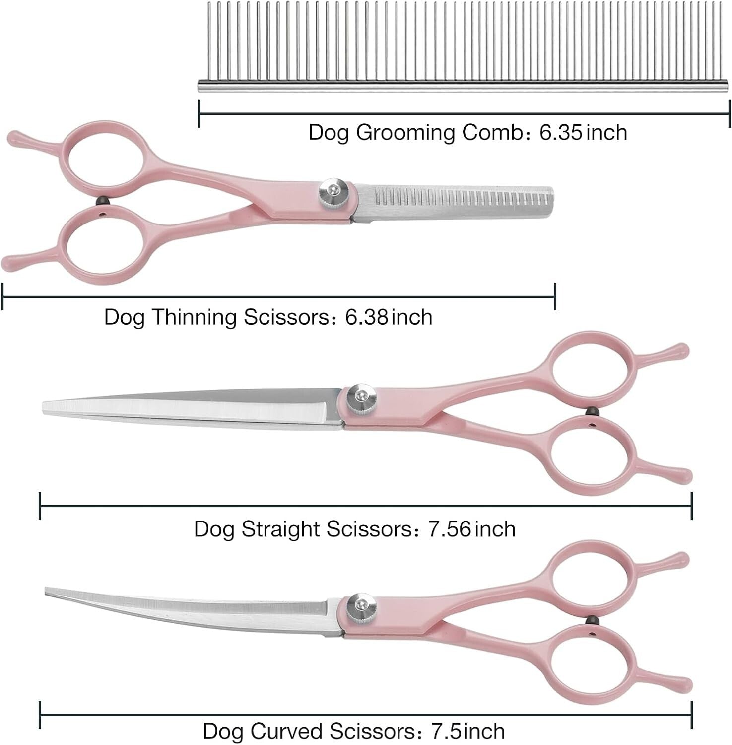Professional Dog Grooming Scissors Set, 5 in 1 Dog Grooming Scissors Kit, Curved