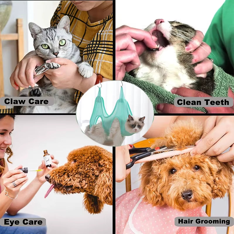 Cat Dog Grooming Hammock with Security Strap anti Scratch Pet Nail Trimming Cats Dogs Hammock Beauty Hanging Pet Accessories