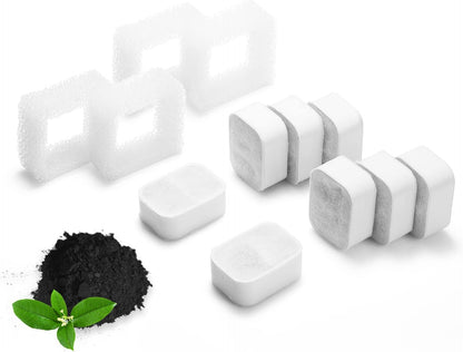Premium Replacement Filters for Tritone & Fiumi Ceramic Pet Water Fountain - 8 Carbon & 4 Foam Filters Included