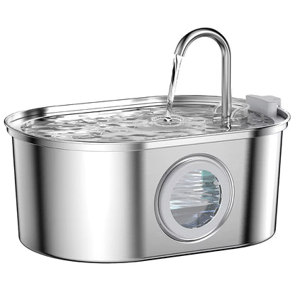 Stainless Steel Cat Automatic Drinking Fountain Dog Drinking Fountain Ultra-Quiet Pet Fountain with Window Cat Water Feeder