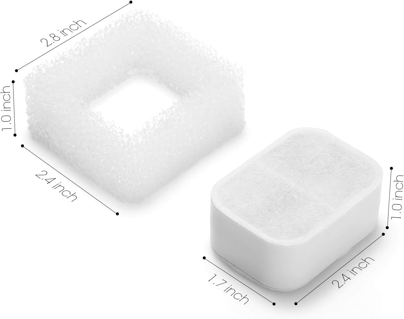 Premium Replacement Filters for Tritone & Fiumi Ceramic Pet Water Fountain - 8 Carbon & 4 Foam Filters Included