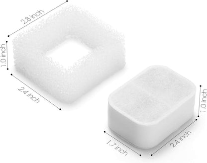 Premium Replacement Filters for Tritone & Fiumi Ceramic Pet Water Fountain - 8 Carbon & 4 Foam Filters Included