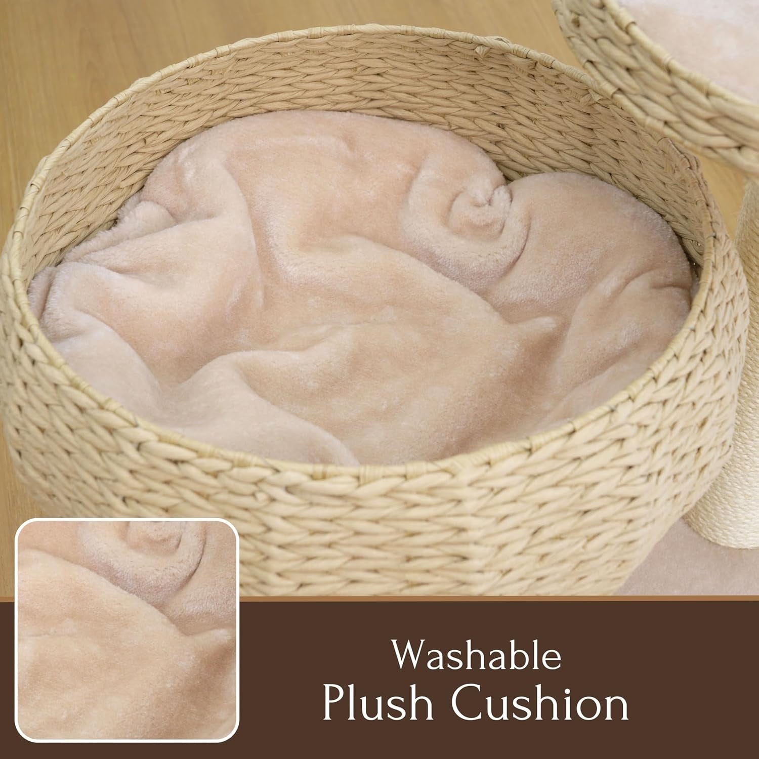 Natural Paper Rope Cat Tree with Perch - Stylish Bowl Shaped Design