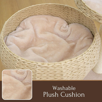 Natural Paper Rope Cat Tree with Perch - Stylish Bowl Shaped Design