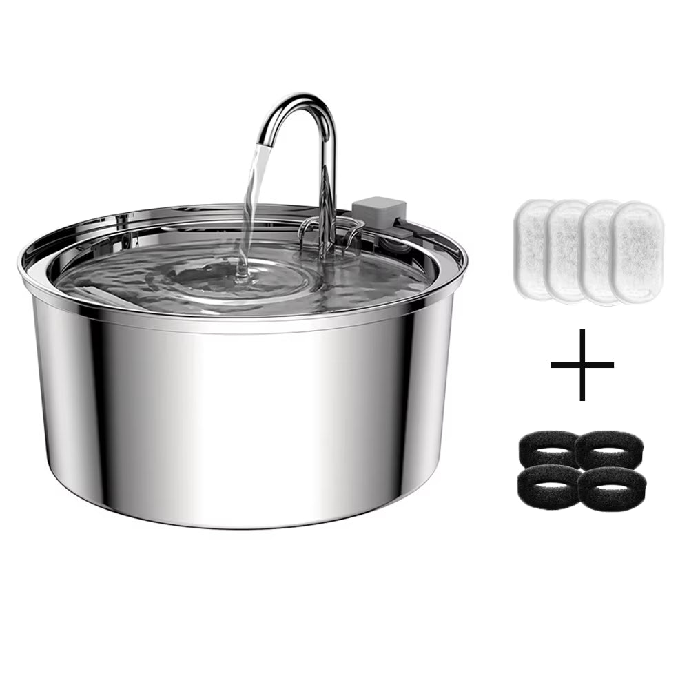 Stainless Steel Cat Automatic Drinking Fountain Dog Drinking Fountain Ultra-Quiet Pet Fountain with Window Cat Water Feeder