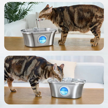 Stainless Steel Cat Automatic Drinking Fountain Dog Drinking Fountain Ultra-Quiet Pet Fountain with Window Cat Water Feeder