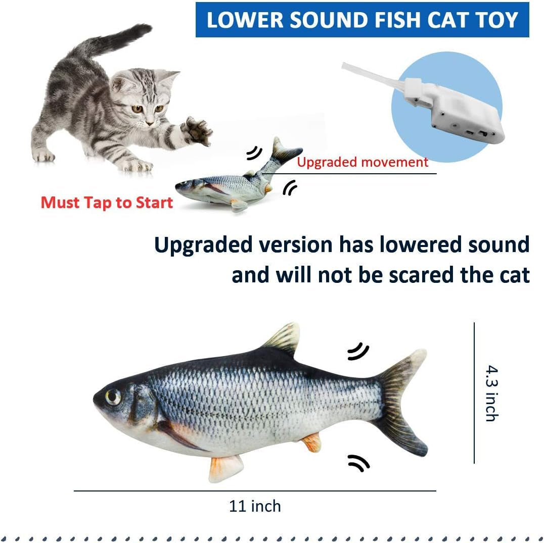 Floppy Fish Dog Toy,Fish Toy,Interactive Cat Toys for Indoor Cats USB Charging,Cat Chew Toy Can Kick and Chew,Kitten Teething Catnip Toys.