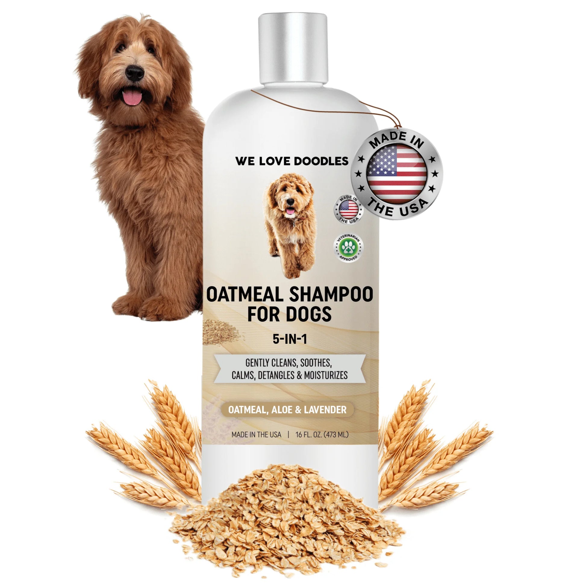 5-In-1 Premium Oatmeal Shampoo for Dogs, Gentle for Itchy & Sensitive Skin, Provides Itch Relief, Hypoallergenic & Soothing for Dry Skin, Moisturizing Anti-Itch, Made in USA, 16 Oz []