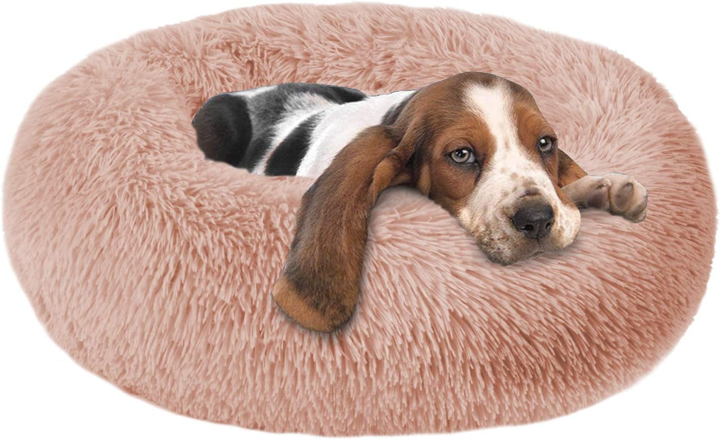 Cozy Round Dog Bed Cuddler - Washable Pet Bed for Cats & Medium Dogs