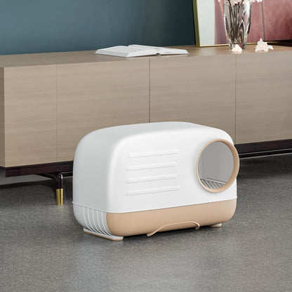 Petament Stylish Enclosed Cat Litter Box - Odor-Proof, Leak-Resistant, Easy Clean with Pull-Out Tray & Scoop