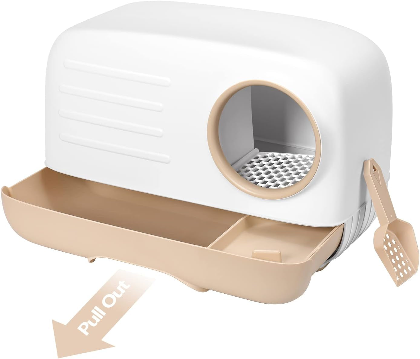 Petament Stylish Enclosed Cat Litter Box - Odor-Proof, Leak-Resistant, Easy Clean with Pull-Out Tray & Scoop