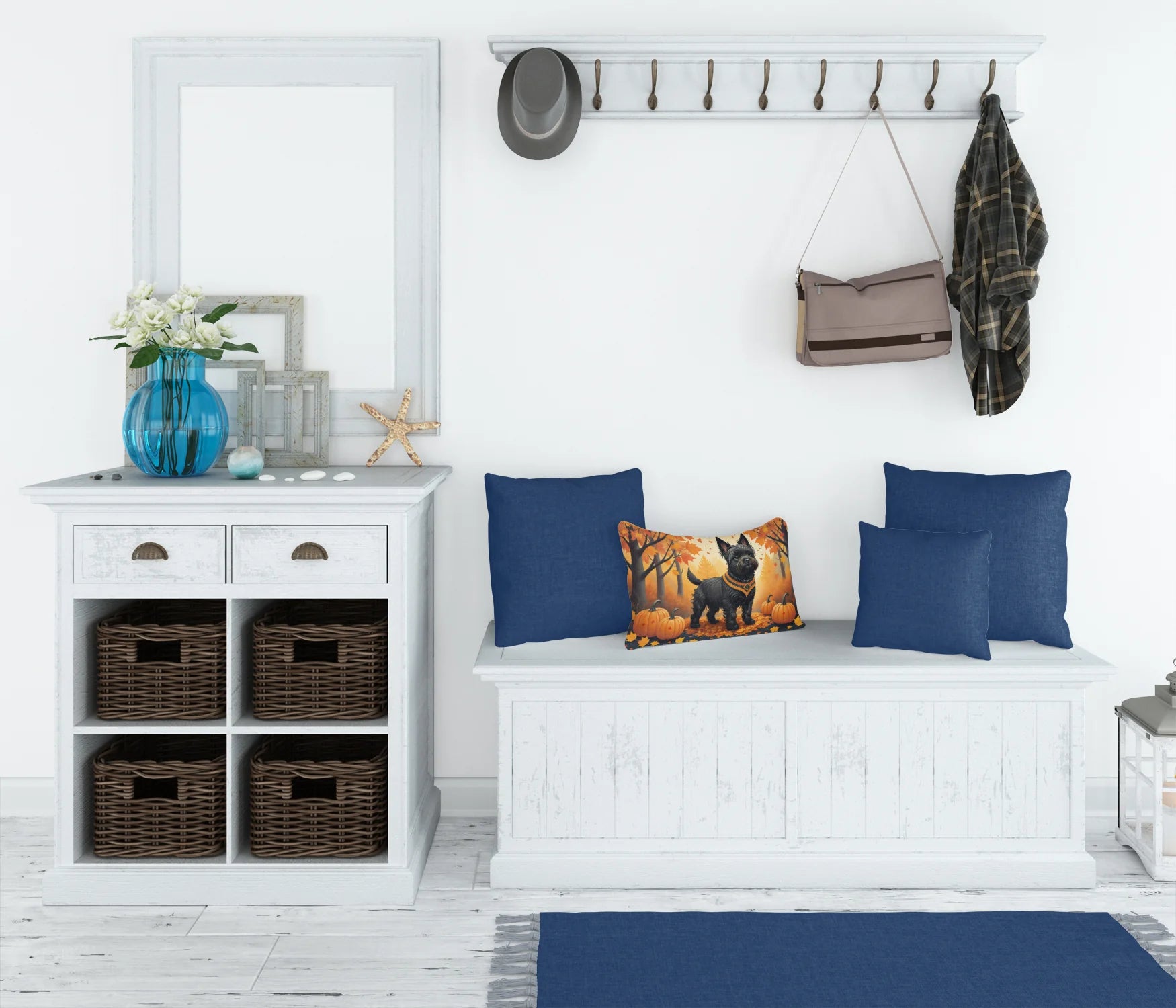 Black Cairn Terrier Fall Throw Pillow