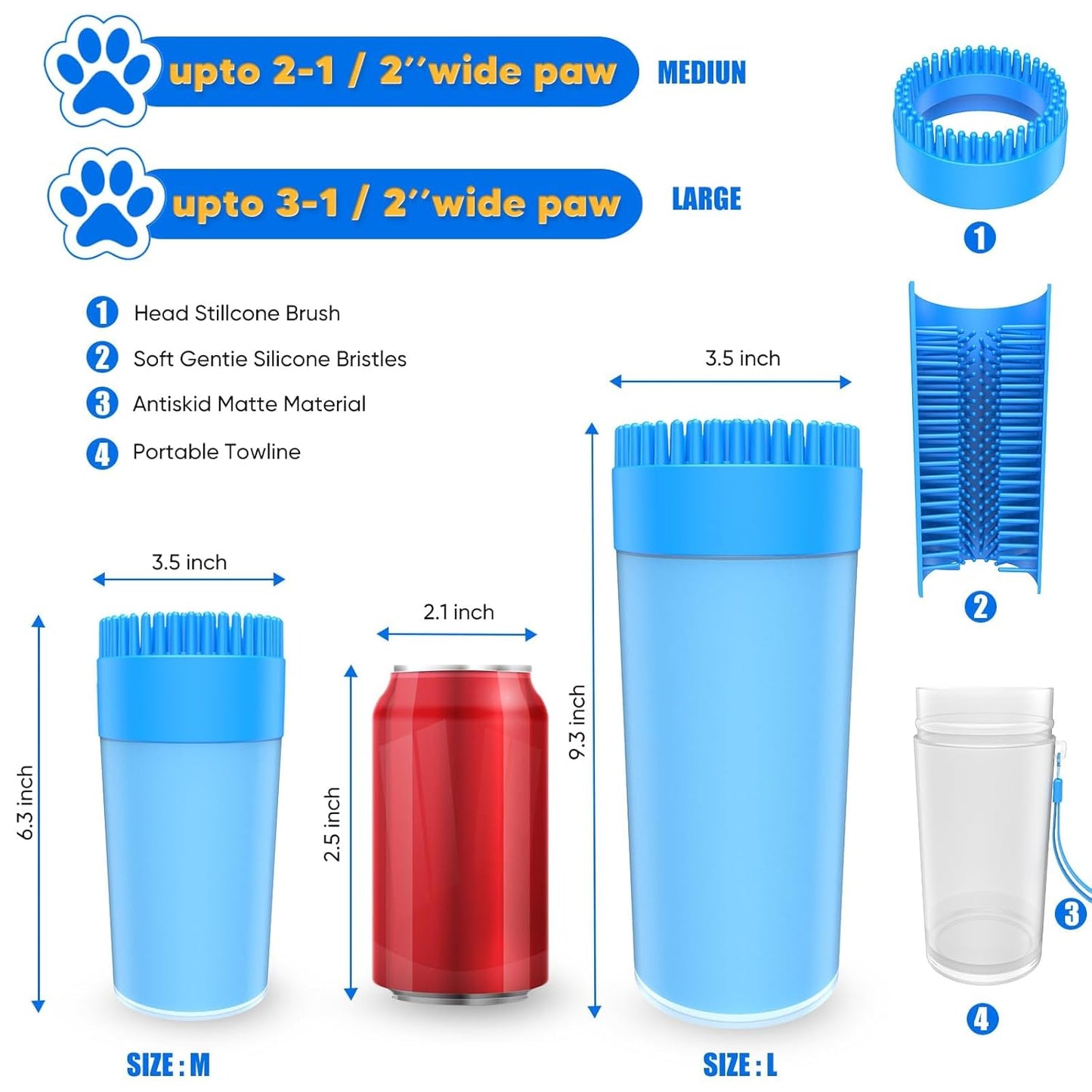 Ultimate 2-in-1 Paw Buddy: Clean Muddy Paws & Dry with Absorbent Towel for Medium Dogs