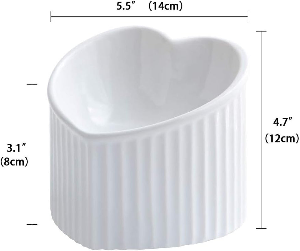 Elevated White Ceramic Cat Bowls - Stress-Free Feeding with Backflow Prevention, Dishwasher & Microwave Safe, Lead & Cadmium Free