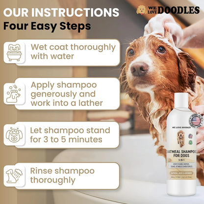 5-In-1 Premium Oatmeal Shampoo for Dogs, Gentle for Itchy & Sensitive Skin, Provides Itch Relief, Hypoallergenic & Soothing for Dry Skin, Moisturizing Anti-Itch, Made in USA, 16 Oz []
