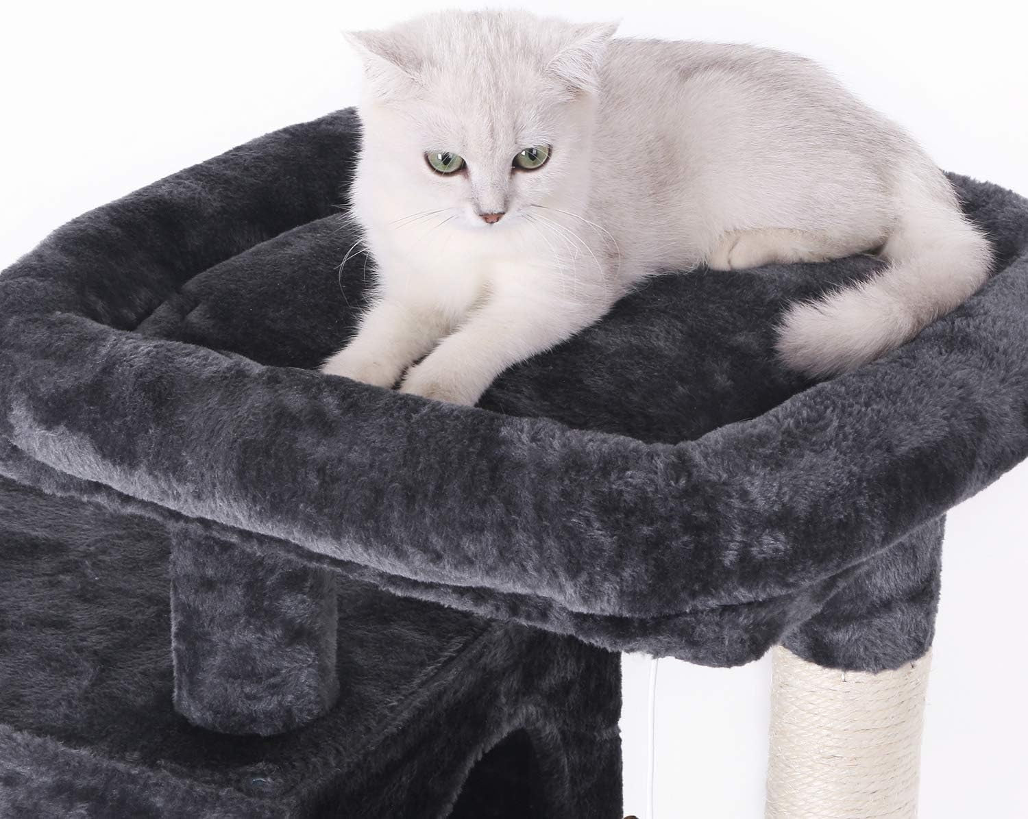 Ultimate Cat Tree Condo - Plush Perch, Dual Houses & Sisal Scratching Posts - Perfect Kitty Activity Center in Stylish Grey