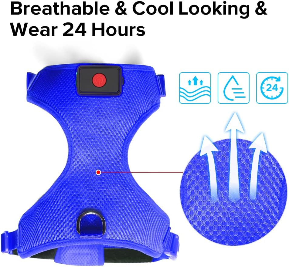 LED Dog Harness - USB Rechargeable Lighted Pet Vest with Reflective Glow, Adjustable Soft Padded No-Pull Design for Small, Medium & Large Dogs (Blue, Size S)