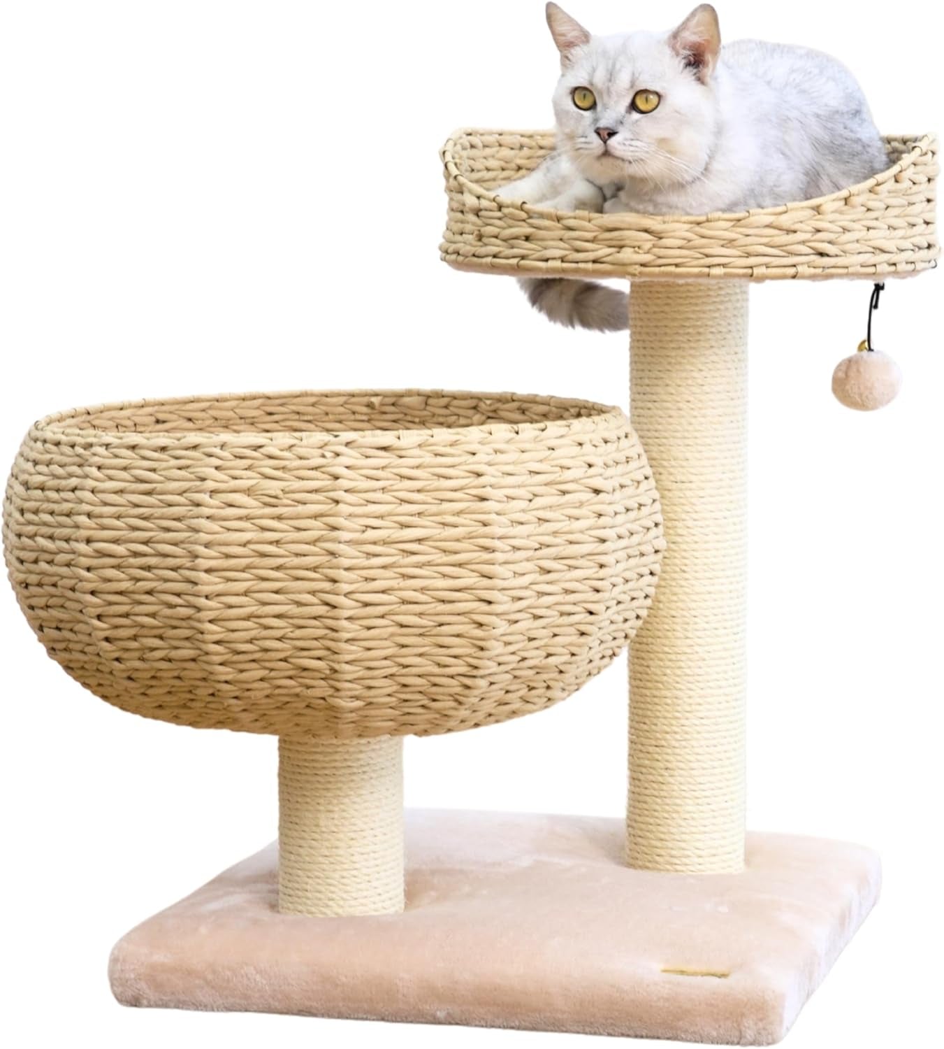 Natural Paper Rope Cat Tree with Perch - Stylish Bowl Shaped Design