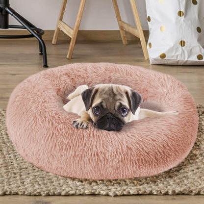 Cozy Round Dog Bed Cuddler - Washable Pet Bed for Cats & Medium Dogs