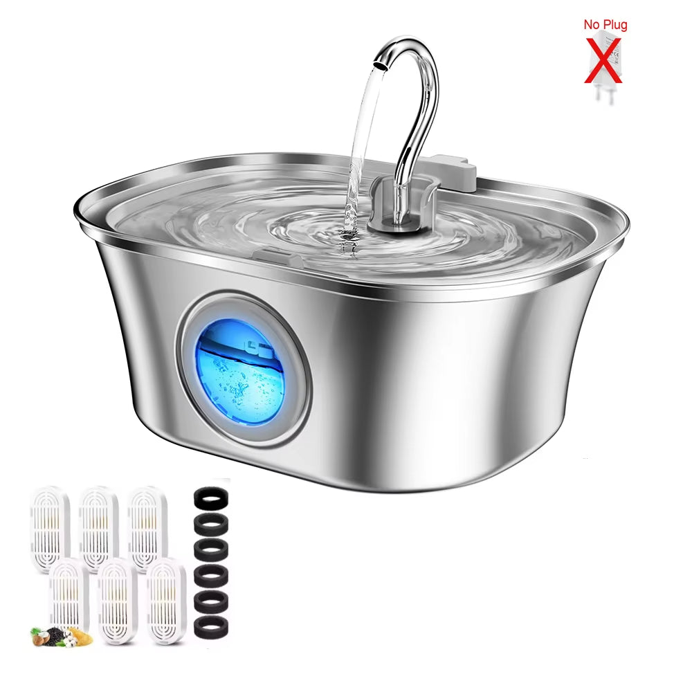 Stainless Steel Cat Automatic Drinking Fountain Dog Drinking Fountain Ultra-Quiet Pet Fountain with Window Cat Water Feeder