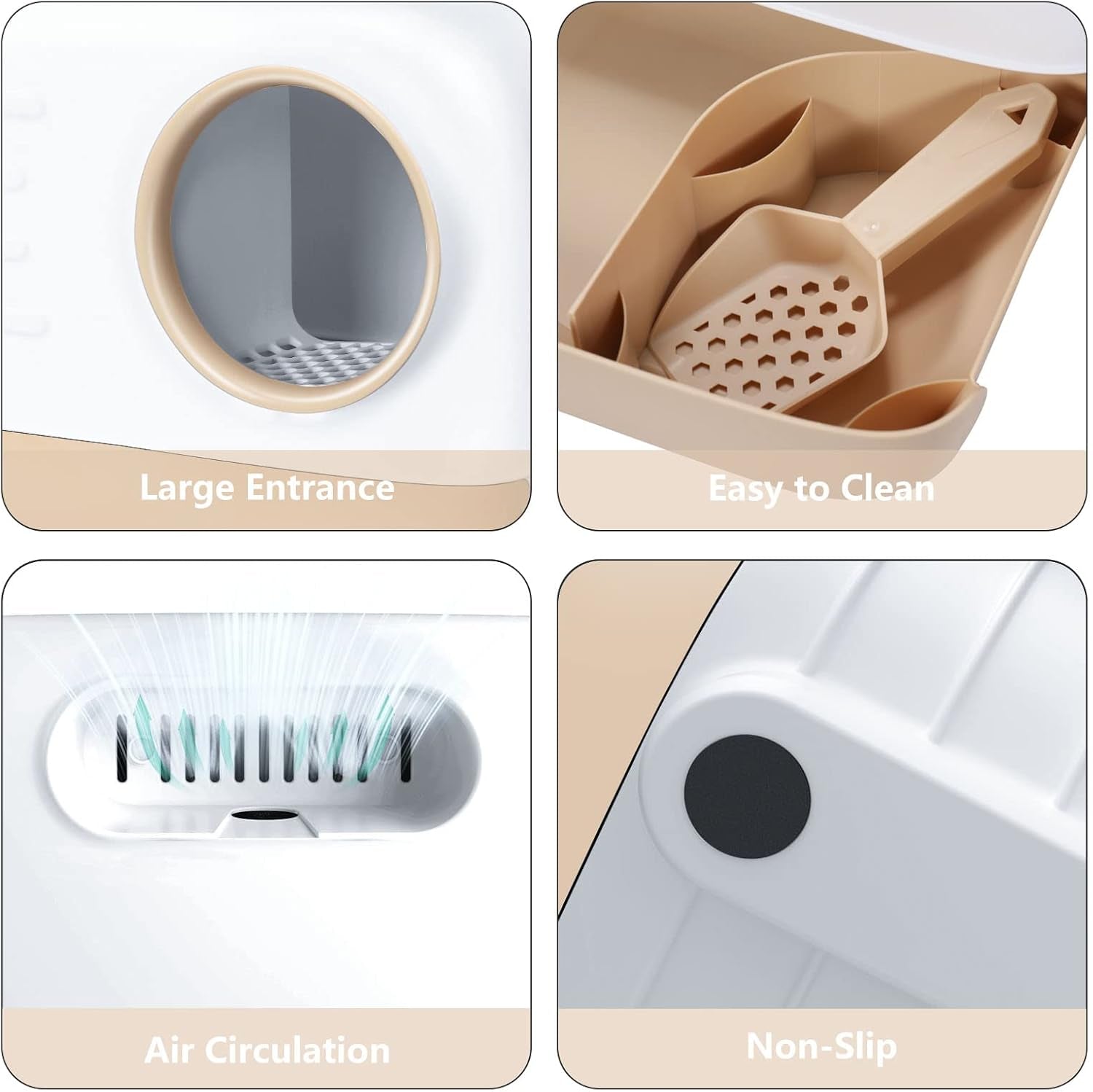 Petament Stylish Enclosed Cat Litter Box - Odor-Proof, Leak-Resistant, Easy Clean with Pull-Out Tray & Scoop