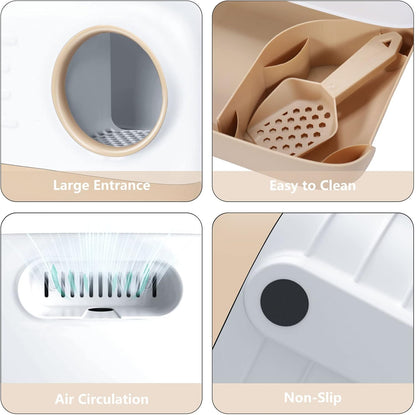 Petament Stylish Enclosed Cat Litter Box - Odor-Proof, Leak-Resistant, Easy Clean with Pull-Out Tray & Scoop