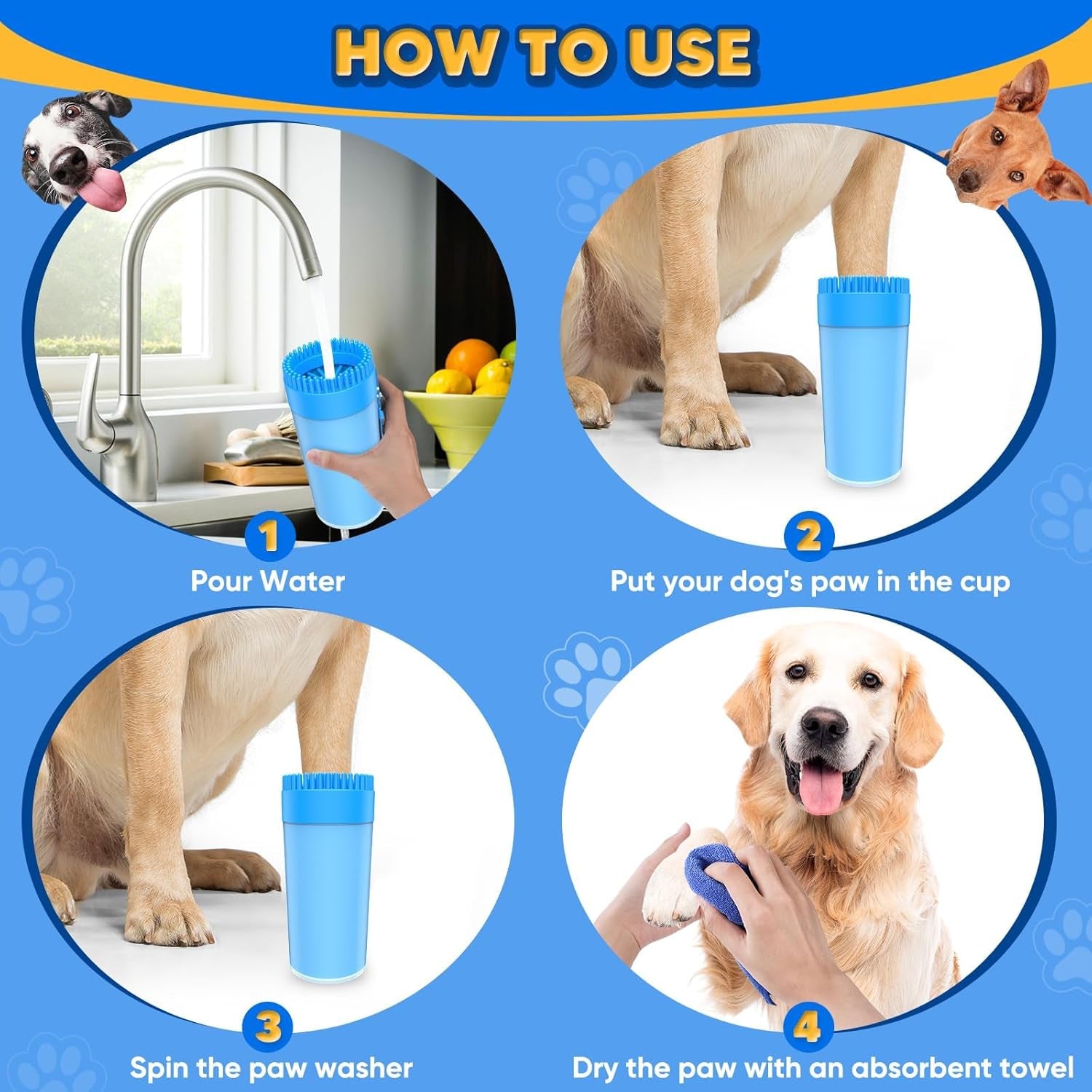 Ultimate 2-in-1 Paw Buddy: Clean Muddy Paws & Dry with Absorbent Towel for Medium Dogs