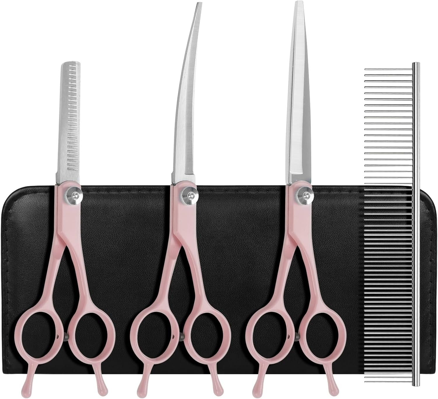 Professional Dog Grooming Scissors Set, 5 in 1 Dog Grooming Scissors Kit, Curved