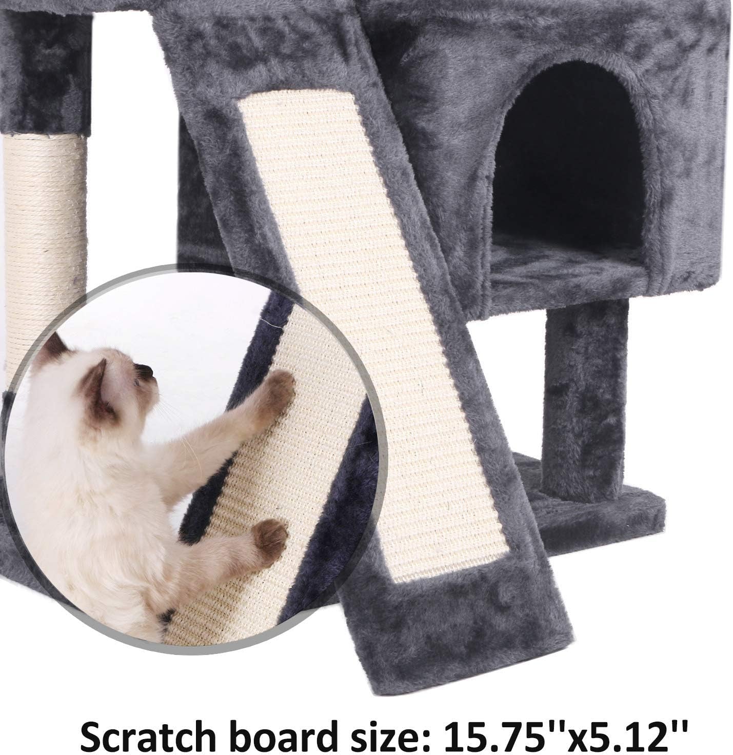 Ultimate Cat Tree Condo - Plush Perch, Dual Houses & Sisal Scratching Posts - Perfect Kitty Activity Center in Stylish Grey