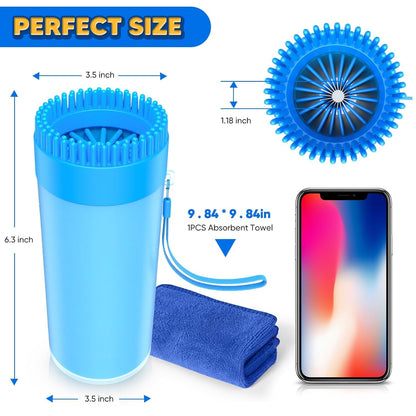 Ultimate 2-in-1 Paw Buddy: Clean Muddy Paws & Dry with Absorbent Towel for Medium Dogs