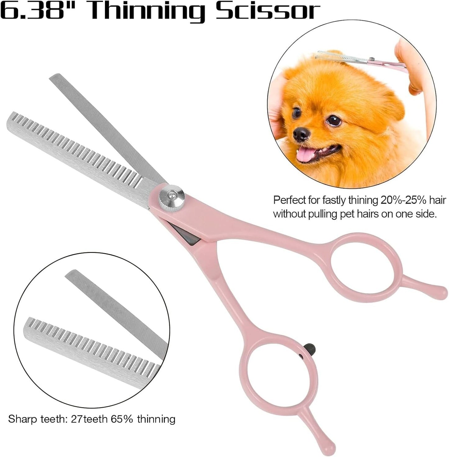 Professional Dog Grooming Scissors Set, 5 in 1 Dog Grooming Scissors Kit, Curved