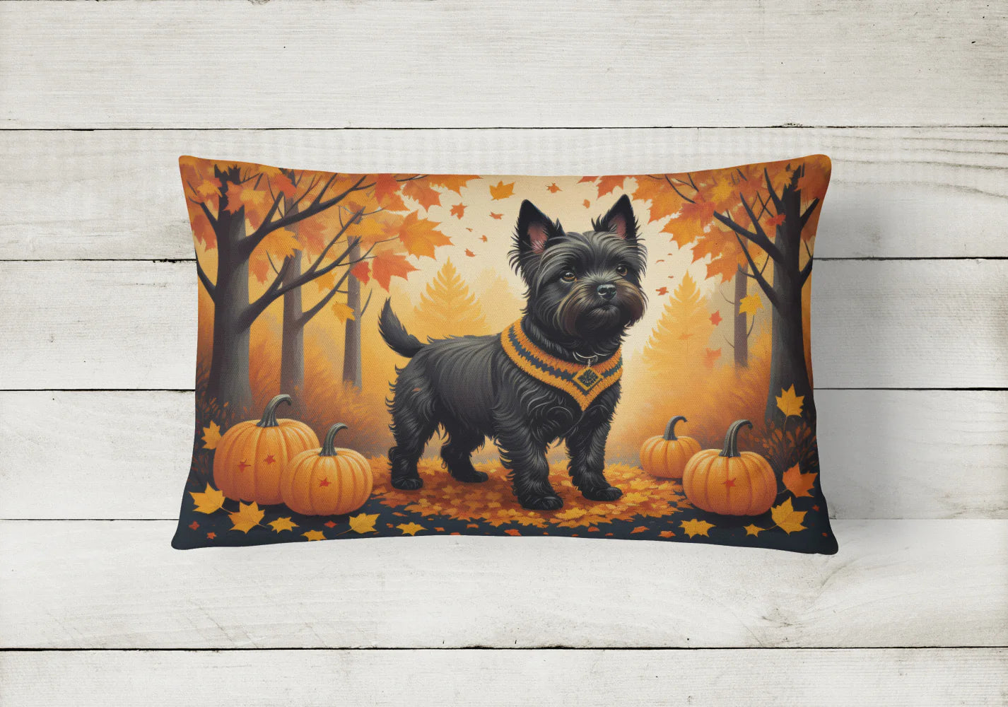 Black Cairn Terrier Fall Throw Pillow