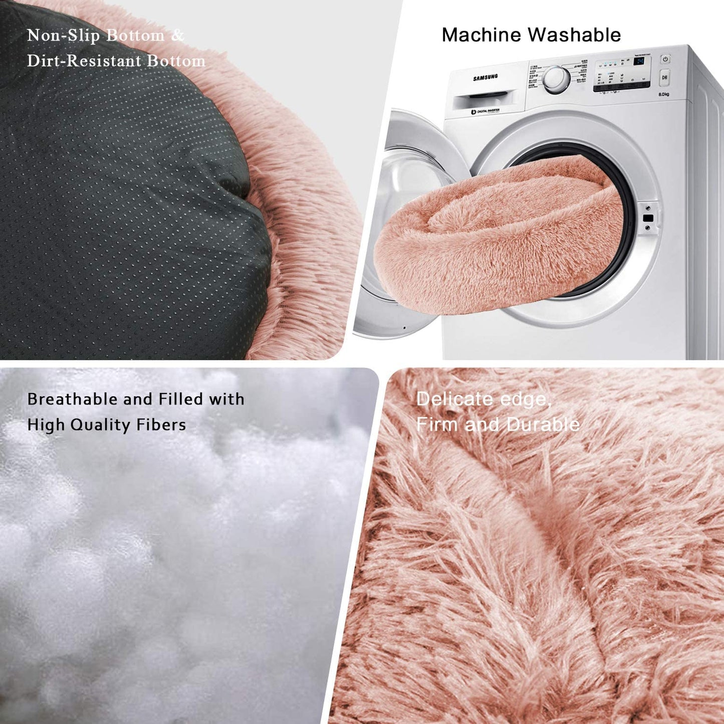 Cozy Round Dog Bed Cuddler - Washable Pet Bed for Cats & Medium Dogs