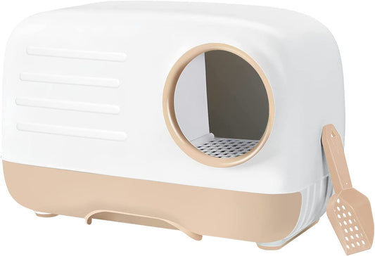Petament Stylish Enclosed Cat Litter Box - Odor-Proof, Leak-Resistant, Easy Clean with Pull-Out Tray & Scoop
