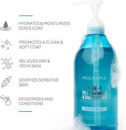 2-In-1 All Natural Dog Shampoo and Conditioner – Paraben-Free and Organic Hypoallergenic Dog Shampoo for Smelly Dogs – Pet Shampoo for Dogs & Cats – 32Oz Dog Wash – Soothing Oatmeal